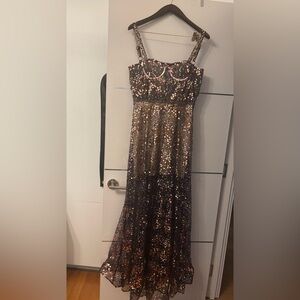 Bronx and Banco Black and Gold Sequin Formal Dress size L new without tags